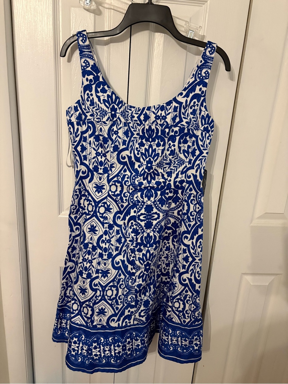 Nine West Blue and White Printed Tank Mini Dress